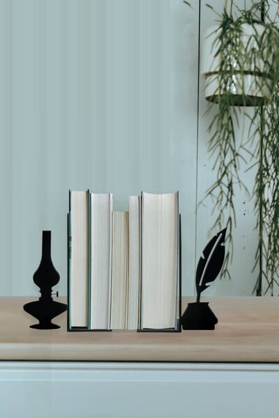 Hobi Demir Sanat Metal Book Holder Gas Lamp & Book Support with Dip Figure, D...