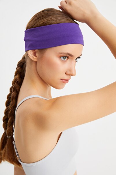 Butikgiz Μωβ βαμβακερή χτενισμένη γυναικεία κορδέλα - Αντιολισθητική, εξαιρετικά ελαφριά και ανθεκτική στον ιδρώτα