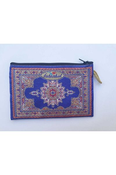 NiceandBonita Portofel de dama cu fermoar cu model traditional, 16x10cm, logo Istanbul