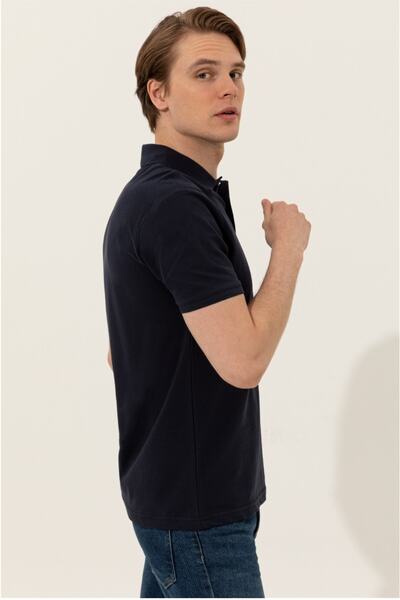 U.S. Polo Assn. Βάση. Ανδρικό μπλουζάκι Polo Assn Dark Navy Polo Neck Slim Fit χωρίς τσέπη
