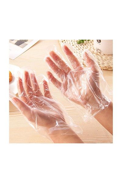Mçb Group Plastic Disposable Protective Transparent Bag Gloves 1 Pack 100 Pieces