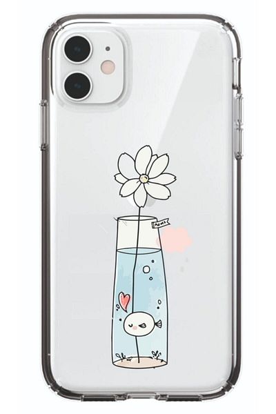 butikcase حافظة آيفون 11 بطباعة زهرة الحب المقاومة للماء