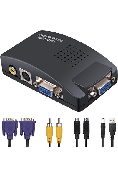 aogo Video To Vga Converter Rca Kompozit Av S-video - Vga Dönüştürücü Video In Vga Out