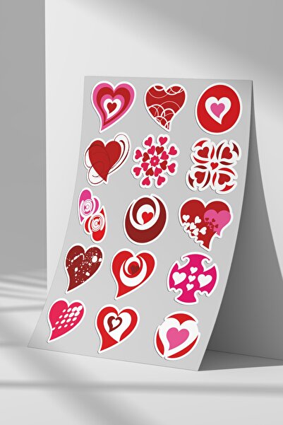 Sticker Market Heart Sticker Set A4 Size Decal Sticker Set for Flat Surfaces