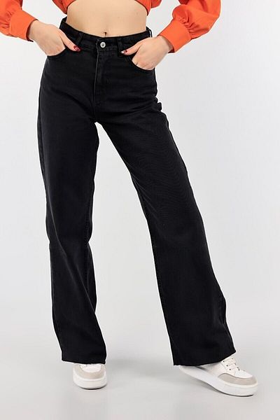 Trn JNS Daisy Loose Women's Black Ricra Super High Waist Loose Leg Denim Jeans