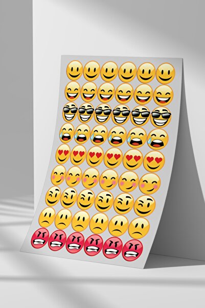 Sticker Market Emoji Sticker Seti, Düz Yüzeyler Için A4 Boyutu Çıkartma Etike...
