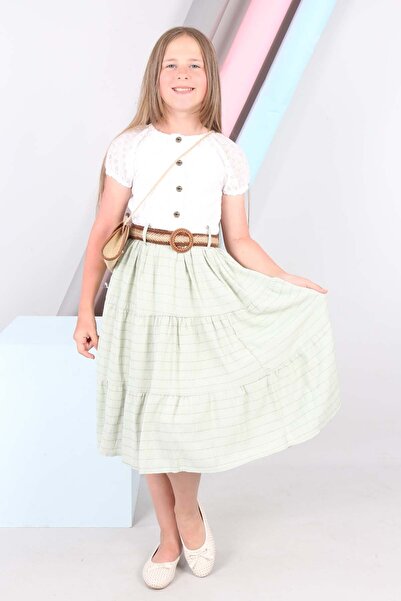 İ&K ŞIMARIK Çif Renk Çantalı Kemerli Düğmeli Elbise