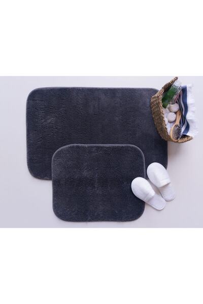 SARAZ HALI Puffy Soft Bathroom Mat 2-Piece Non-Slip Extra Soft Anthracite