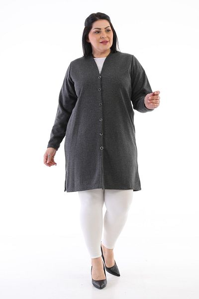 Şahbaz Large Size Steel Fabric Cardigan