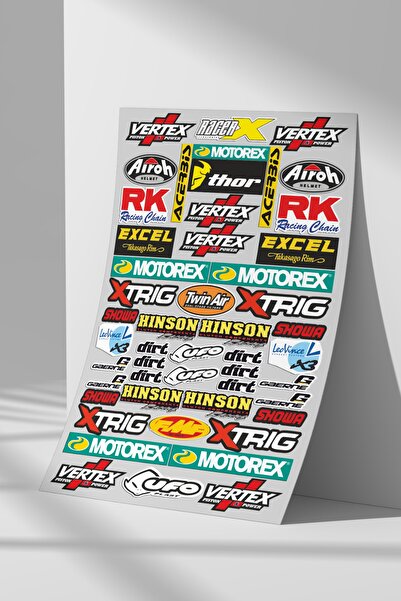 Sticker Market Motocicletă, Set de autocolante pentru motociclete, Set de autocolante de dimensiune A4 pentru suprafețe plate