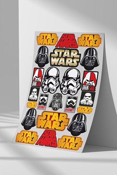 Sticker Market Star Wars Sticker Seti, Düz Yüzeyler Için A4 Boyutu Çıkartma Etiket Seti