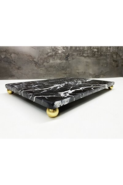 Modestmar Doğal Siyah Mermer Sunum & Servis 20x30cm Top Ayaklı