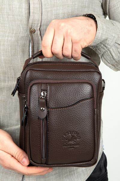 Fiyaka Wp-7007 Men's Hand and Shoulder Strap Bag Brown