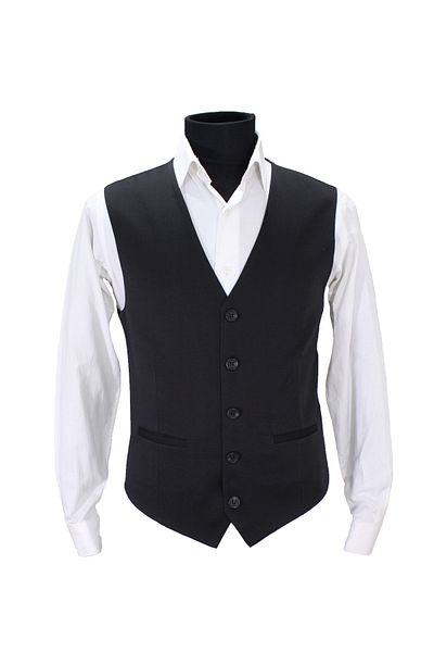 MENTOR REGALO Men's Vest V-Neck Black Dobby 50407