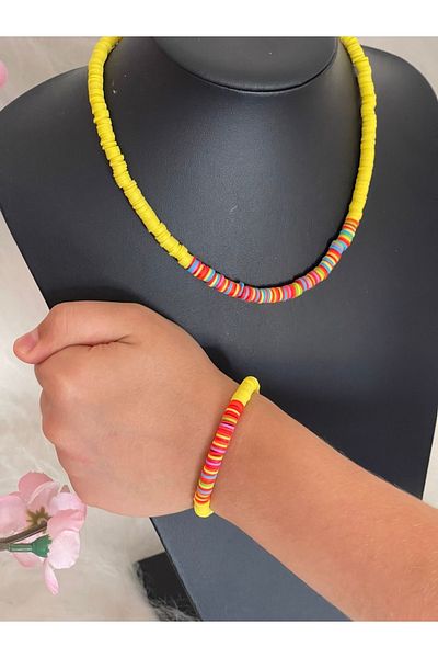 Gönülden Tasarım Fimo Bead Colorful Necklace Bracelet Set