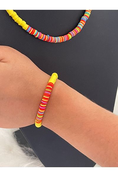 Gönülden Tasarım Fimo Bead Colorful Necklace Bracelet Set