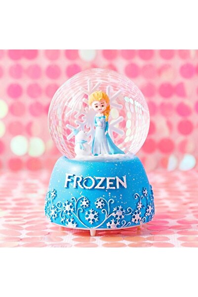 keyfim shop Frozen Temalı Orta Boy Işıklı Müzikli Kar Küresi-mavi