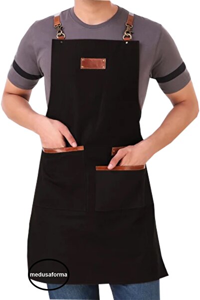 medusaforma Cross Strap Kitchen Apron Master Chef Cafe Restaurant Chef Cafe W...