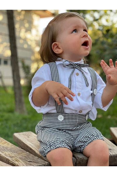 bohemiankids baby wear Houndstooth Short Slippers Set