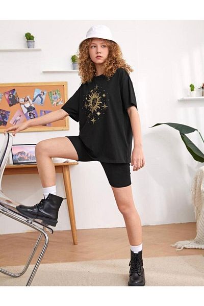 Machetta Dětské tričko Black Girl Sun And Moon s potiskem