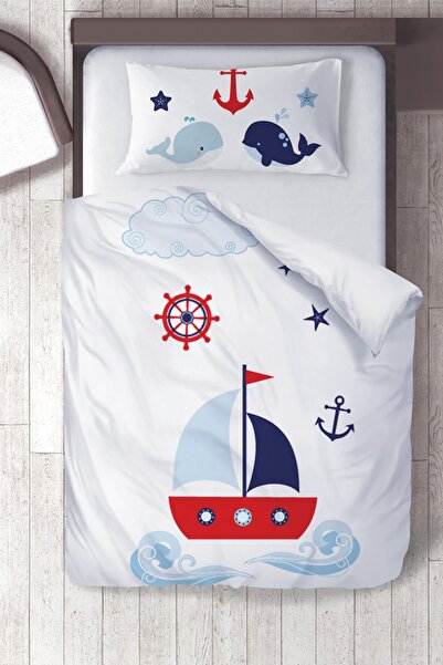 instababyrooms Set de lenjerie de pat pentru copii din seria Sailor din micro...