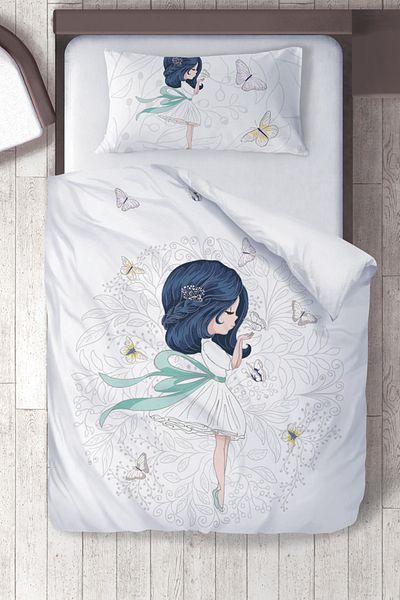 instababyrooms Βαμβακερό Micro Satin Matted Princess Παιδικό Δωμάτιο Παιδικό Σετ Παπλωματοθήκη