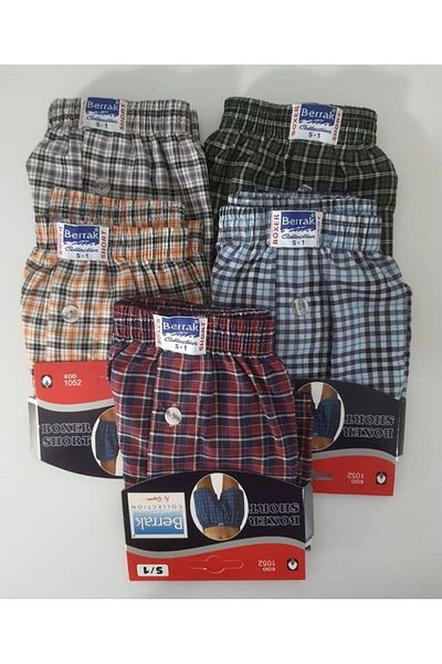 Muraty Men's 5 Pieces Berrak Poplin Quality Economical Boxers
