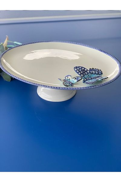Lucky Art Lyla 108 Blue Butterfly Oval Presentation Plate