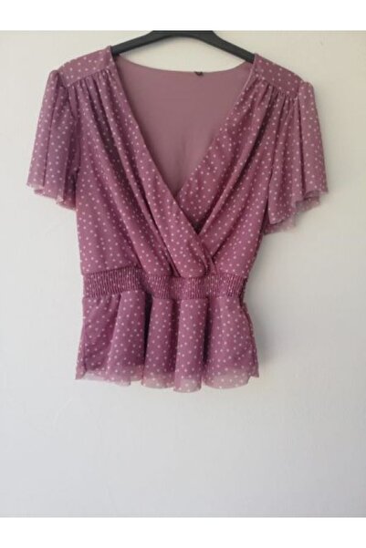akkanatbutik Kadın Puantiyeli Kısa Bluz