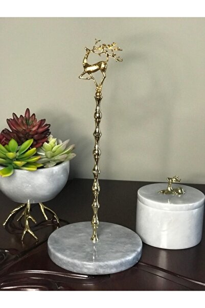 Modestmar Doğal Gri Mermer Havluluk Gold Geyik Objeli