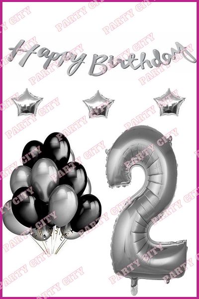 Party City Silver Happy Birthday Concept Birthday Decoration Set
