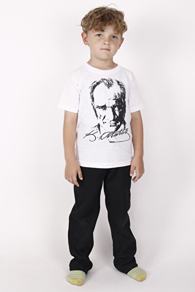 nacar çarşı Unısex Çocuk   Kısa Kol Atatürk Baskılı T-shırt Pantolon