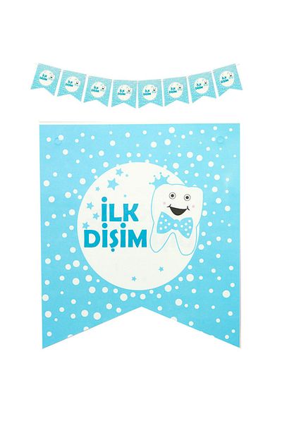 Kazanabil My First Tooth Written Pennant Flag Row Wall Decoration Blue