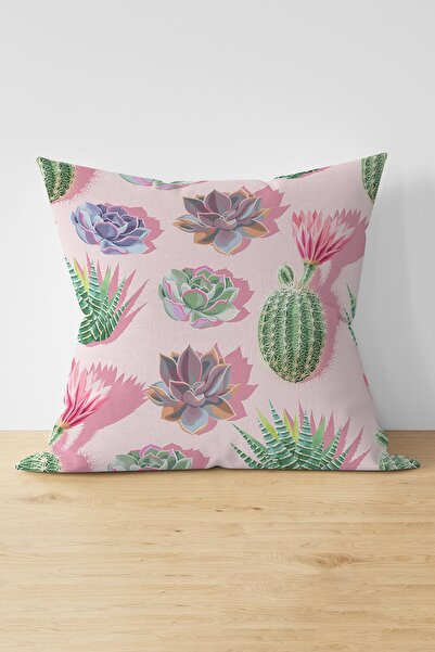 Nish & Royal Digital Printed Modern Suede Pillow and Cushion Cover with Cactu...