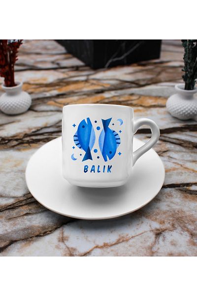 vegahediye v vega Pisces Design Sublimation Turkish Coffee Cup