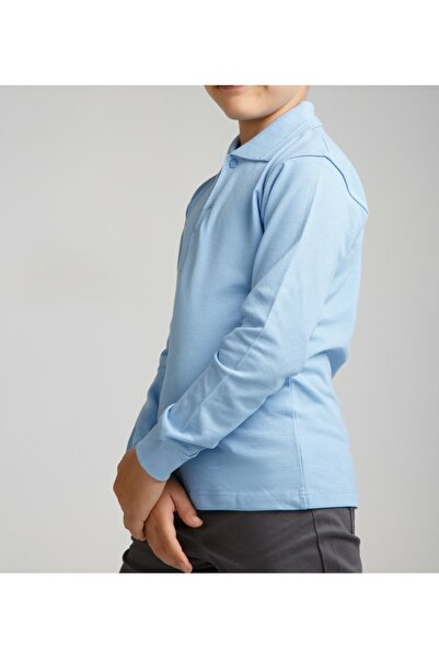 FATELLA Tricou unisex pentru copii, cu guler polo, cu mânecă lungă, albastru ...