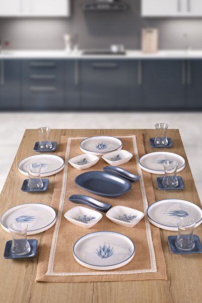 Keramika Blue Magic Kaktüs 6 Kişilik 25 Parça Kahvaltı Takımı