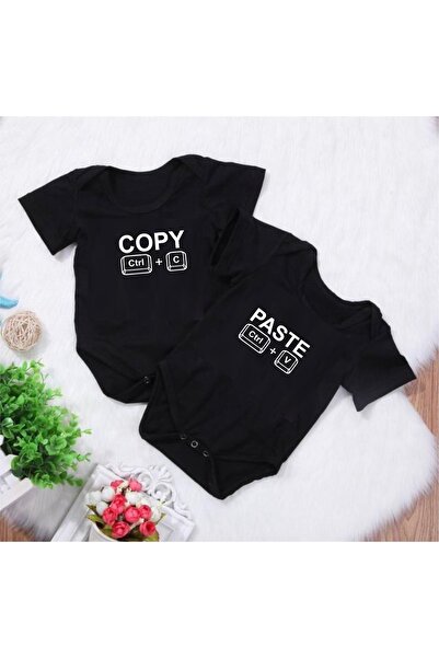 venüsdijital نسخ + لصق بدلة أطفال توين باللون الأسود (قطعتين)