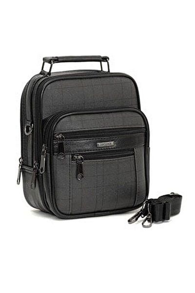 By Hakan Plaid O 3009 (17cmx21cm) Steel Case Men's Hand and Shoulder Bag with Phone Compartment Black