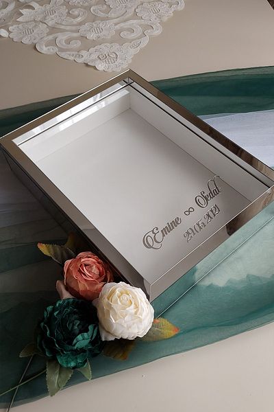 Verda Çerçeve 30x40 Cm Silver Plexi Covered Deep Rose Memory Frame!Rose Box-hkm Commerce