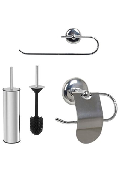 birlikvar Μεταλλική βούρτσα τουαλέτας + μεταλλική θήκη για χαρτί υγείας + σετ μπάνιου με κρεμάστρα για πετσέτες