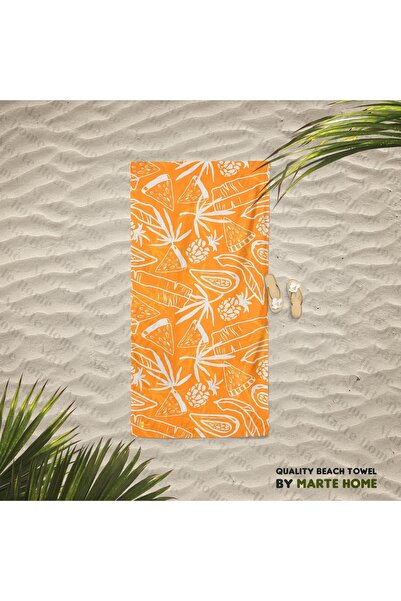 Marte Home داتكا - منشفة شاطئ مطبوعة بنمط استوائي برتقالي
