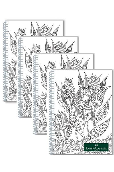 Faber Castell 4 bucăți A4 spirală PP Copertă Stil 80 Yp. Caiet în carouri