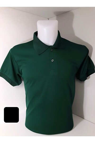 FATELLA Men's Dark Green Jersey Fabric Polo Collar T-shirt
