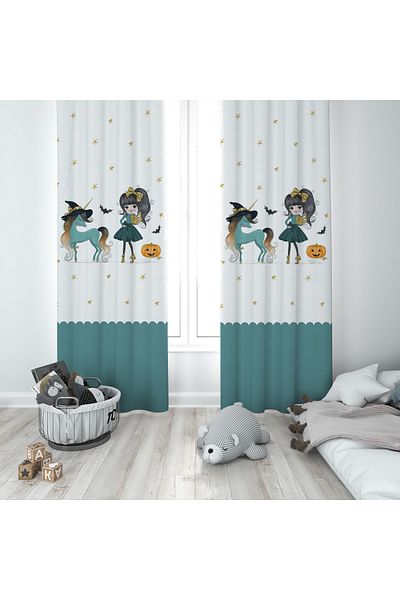 BAMBAŞKA MODA Cameră pentru bebeluși și copii cu model unicorn - Perdeaua de fundal prințesă și sărbătoare cu două aripi Bmfp-246