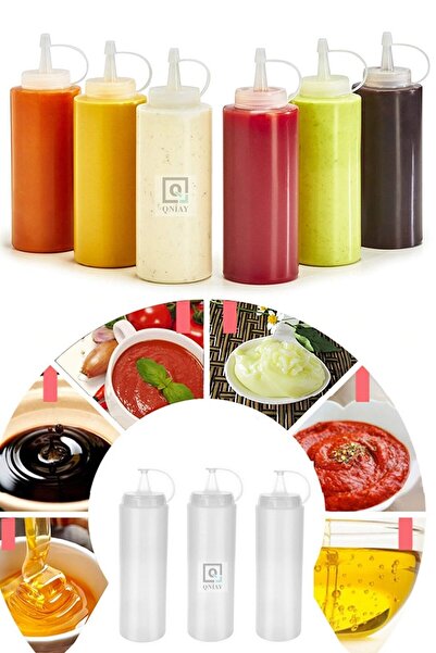 Kalsiyum Mood Qchef 3 Pieces Oil Pot Sauce and Vinegar 700 Ml Sauce Condiment...