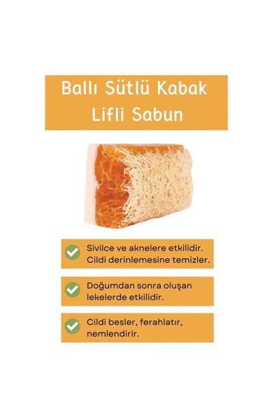 Efsun Premium %100 El Yapımı Doğal Kabak Lifli Eşek Sütlü & Ballı Gliserinli Sabun 4'lü Set