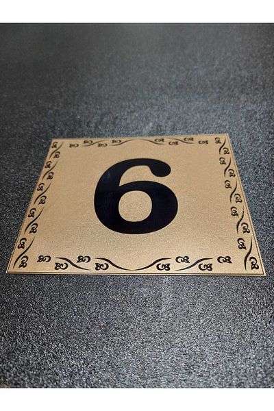 gen رقم الباب 10x12 سم لاصق رقم 6 معدني ذهبي أصفر