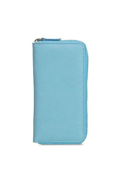 GUARD Turquoise Saffiano Zippered Portfolio Wallet