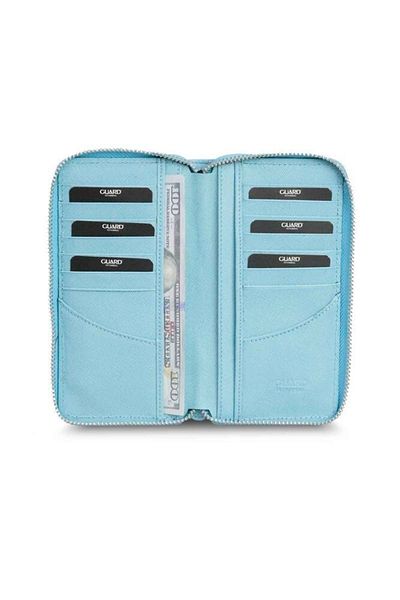 GUARD Turquoise Saffiano Zippered Portfolio Wallet
